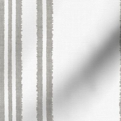 Thick Vertical Stripes White on Linen Grey