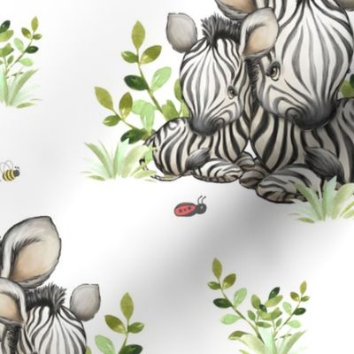 Zebra Safari Animals Baby Nursery Ladybug Bee Greenery 