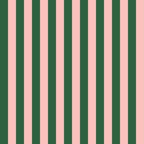 Medium Pink and Green Stripes - 1"