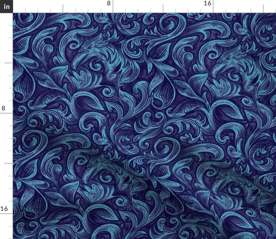 Ravens Call Purple tooled leather swirls medium scale