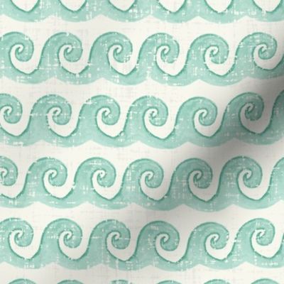 Greek Island Waves - Small Scale - in Minty Green