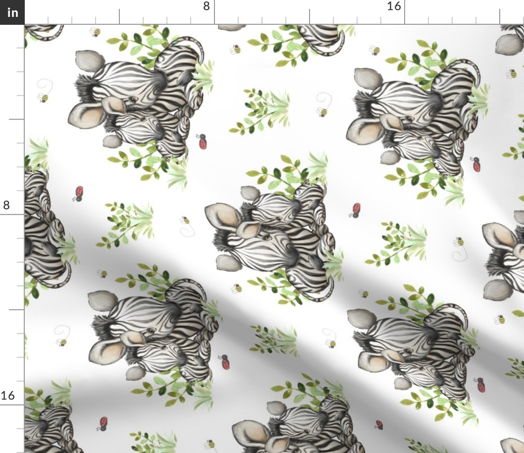 Zebra Safari Animals Zebra Baby Nursery Ladybug Bee Greenery