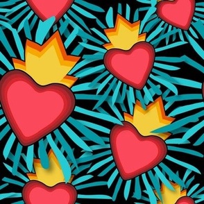 Flaming Hearts Medium Black