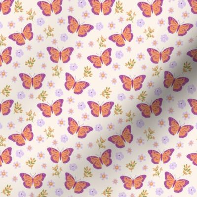 micro tiny monarch butterflies in purple orange
