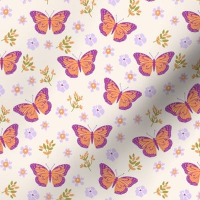 small monarch butterflies in purple orange
