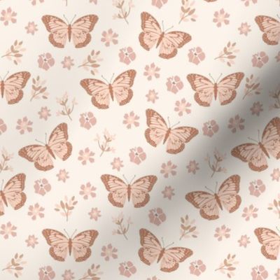 small monarch butterflies in boho muted pink