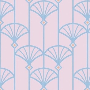 Luxury vintage pattern of palms in Art deco style. Light pink.