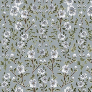 Large - Isabelle Climbing Florals - Blue Grey