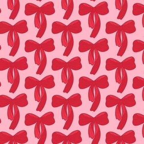 Red bows on pink background Small