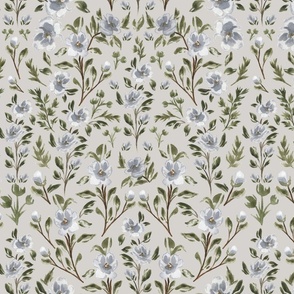 Large - Isabelle Climbing Florals - Light Grey