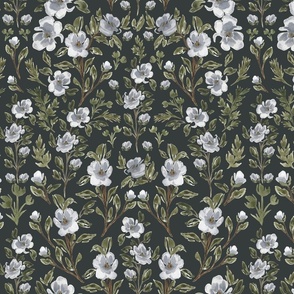 Large - Isabelle Climbing Florals - Charcoal Green