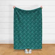 Teal on Teal Floral Forest Longhaired Hound Small Print