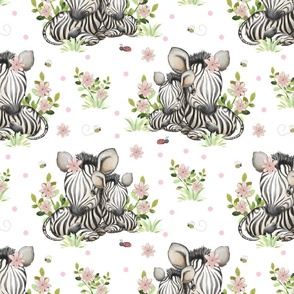 Floral Zebra Safari Animals Baby Nursery Ladybug Bee Greenery 