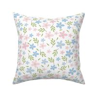 Smaller Sweet Spring Dainty Floral Pink and Blue Flowers