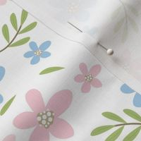 Smaller Sweet Spring Dainty Floral Pink and Blue Flowers