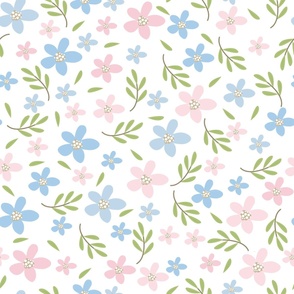 Bigger Sweet Spring Dainty Floral Pink and Blue Flowers