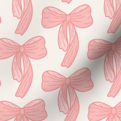 Blush pink bows on a cream background Medium