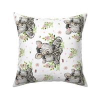 Floral Zebra Safari Animals Baby Nursery Ladybug Bee Greenery Rotated 