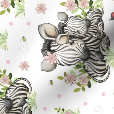 Floral Zebra Safari Animals Baby Nursery Ladybug Bee Greenery Rotated 