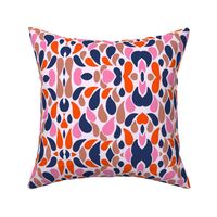 Bold navy blue and pink orange drops abstract