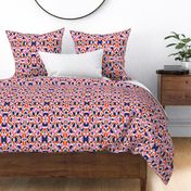 Bold navy blue and pink orange drops abstract