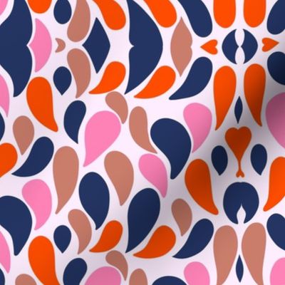 Bold navy blue and pink orange drops abstract