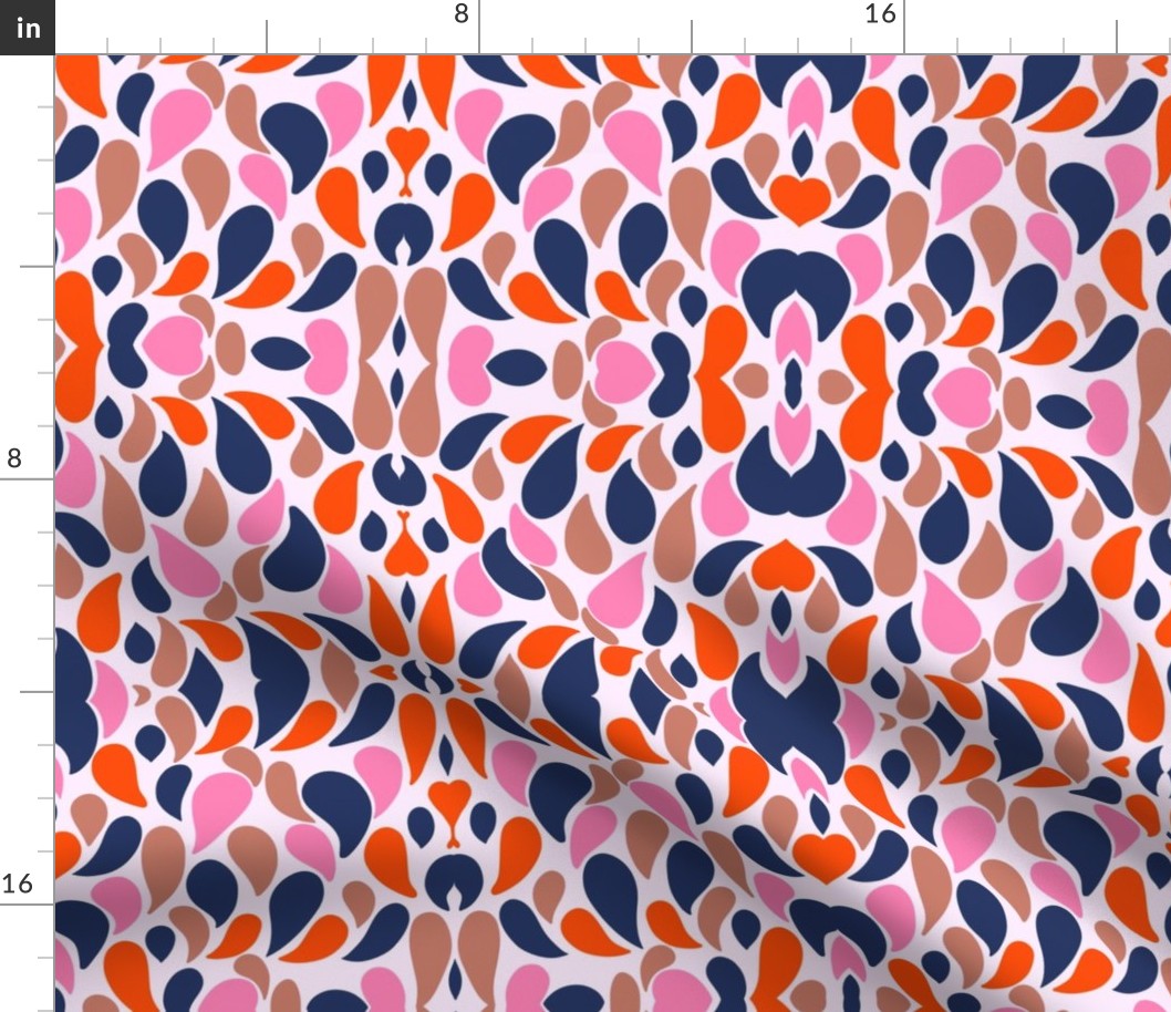 Bold navy blue and pink orange drops abstract