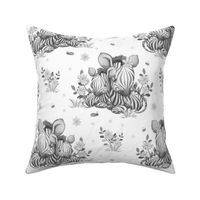 Floral Zebra Safari Animals Baby Girl Nursery Ladybug Bee Gray 