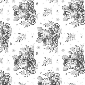 Floral Zebra Safari Animals Baby Girl Nursery Ladybug Bee Gray Rotated 