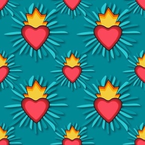 Flaming Hearts 2 Small Blue