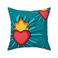 Flaming Hearts 2 Large Blue