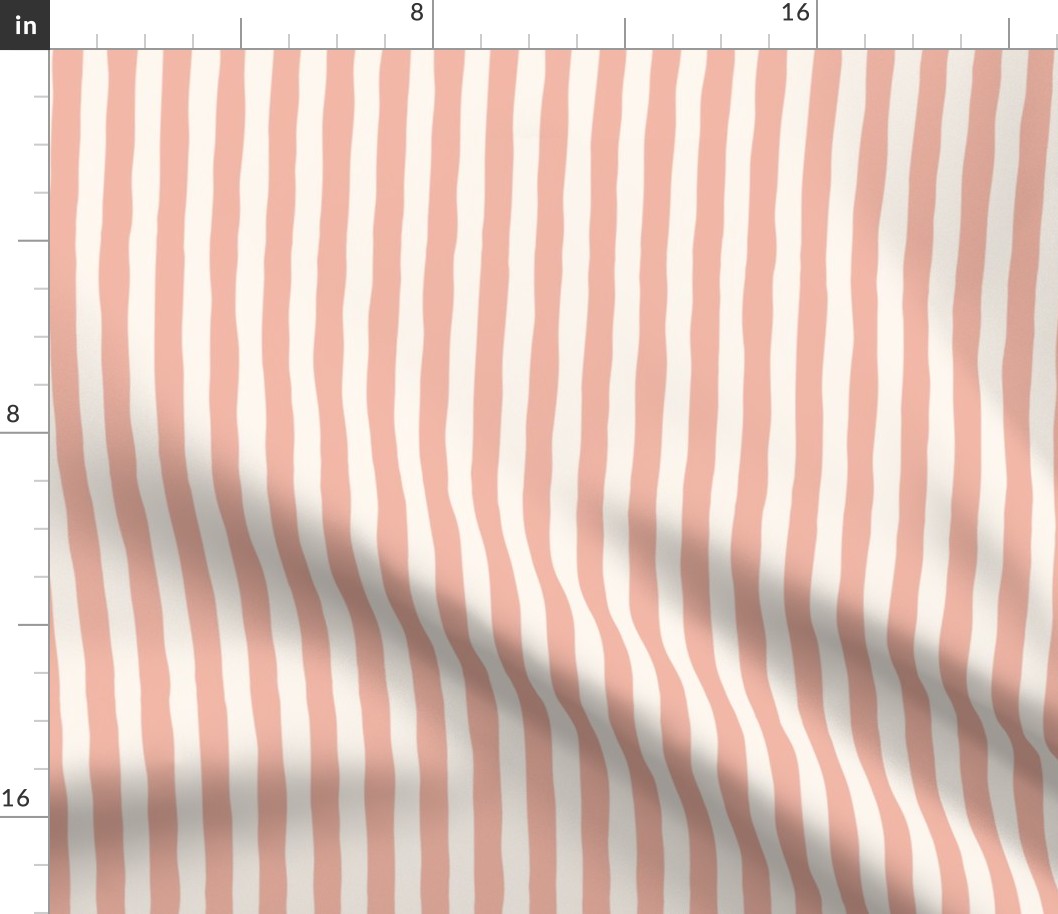 Classic thin hand-drawn stripes in pink and off-white for girls nursery, bedroom, bedding