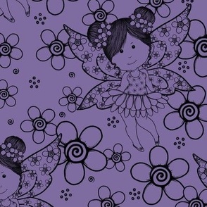 Little Flower Fairies Black  And Purple