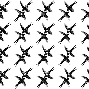 Birds in flight-black and white