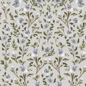 Medium - Isabelle Climbing Florals - Light Grey