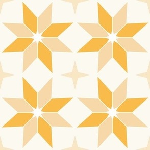 Moroccan Star 4 - Golden Yellow Tones and White on Cream