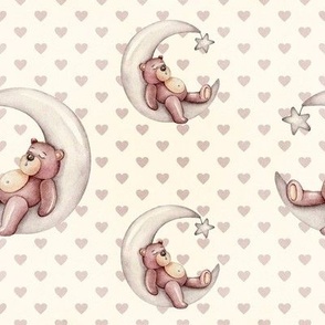 Smaller Sleepy Bear with Hearts