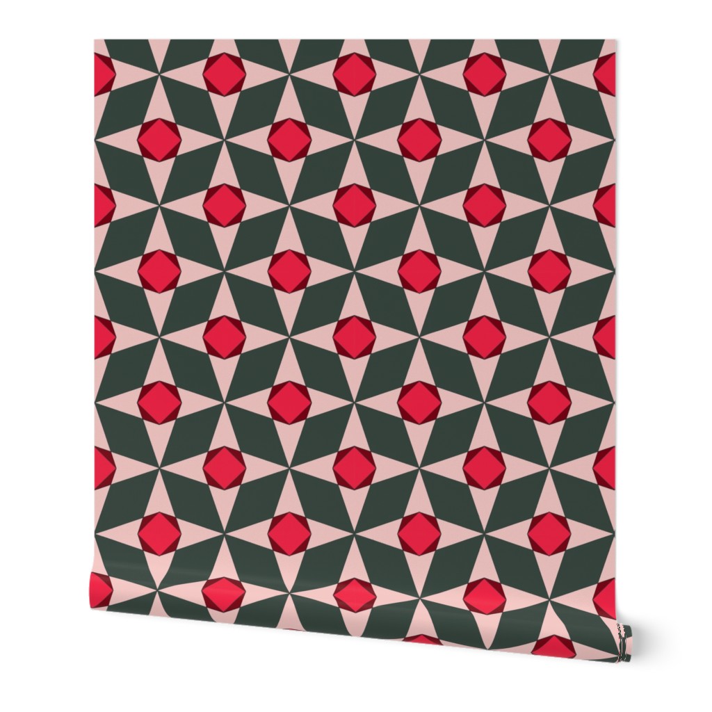 Quilted Geomery, red