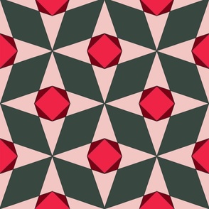 Quilted Geomery, red