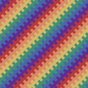 Rainbow pixelated diagonal stripes