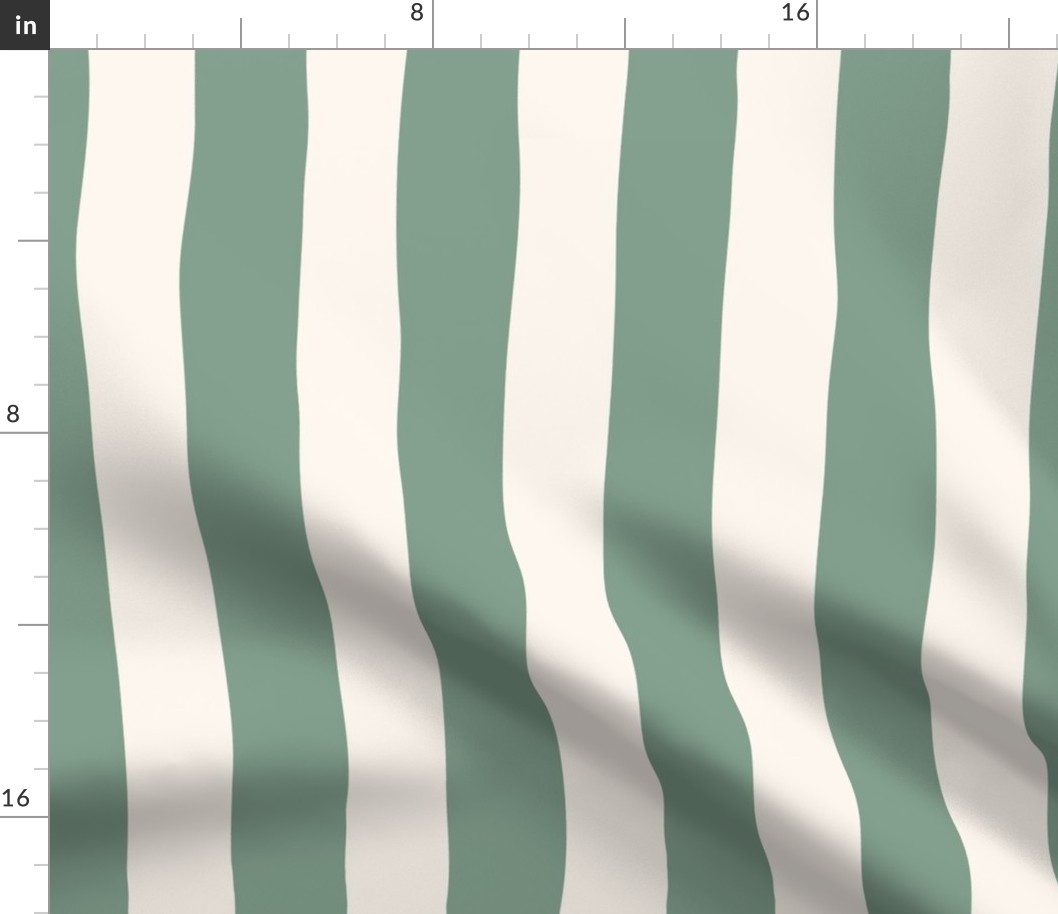 Wide stripes in forest green and off-white, for living room, nurseries, bedding