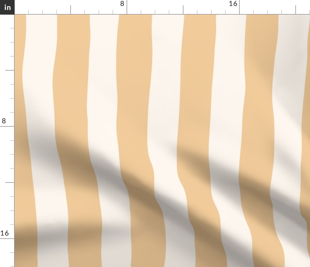 Wide stripes in pastel yellow and off-white, for living room, nurseries, bedding