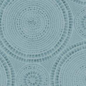 Organic, Textural Medallion with India Ink — in Light Ocean Blue