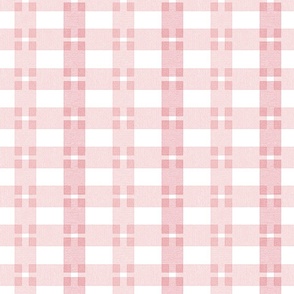Textured Ribbon Plaid in Shades of Pink with White Ground Medium Scale