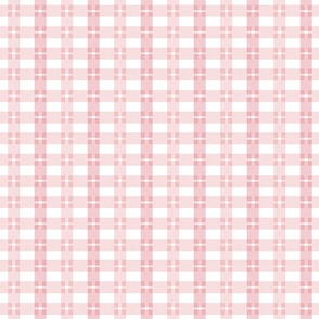 Textured Ribbon Plaid in Shades of Pink with White Ground Small Scale
