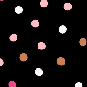 Halloween dots in  pink, orange and white on black| medium