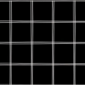 Hand drawn Black and white simple grid| 2 inch white grid lines on black