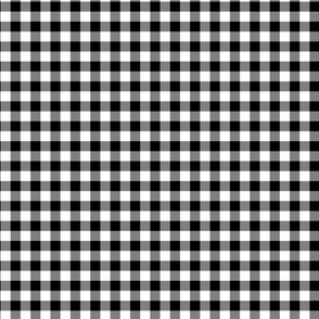 Gingham plaid in black and white 1/4 inch | small