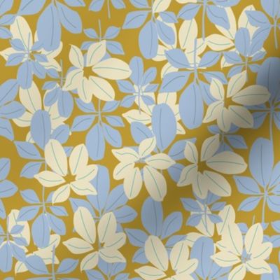 Modern, Goldenrod and Periwinkle Floral Array by martibetz