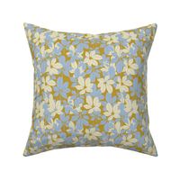 Modern, Goldenrod and Periwinkle Floral Array by martibetz